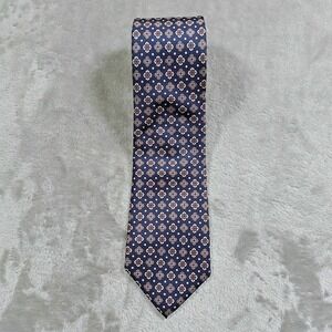 Vintage Christian Dior Cravates Tie Men 54x3 Blue Geometric Abstract Bullocks